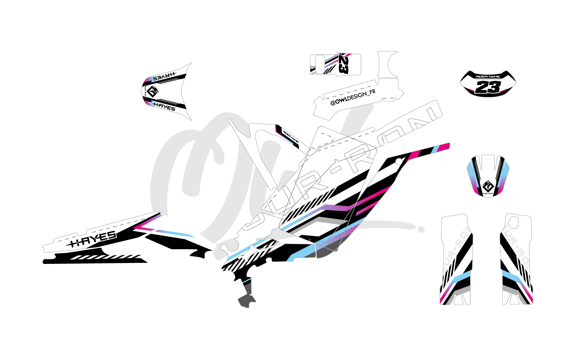 WEB A PLAT - SYLK - ( BLANC CYAN ROSE )