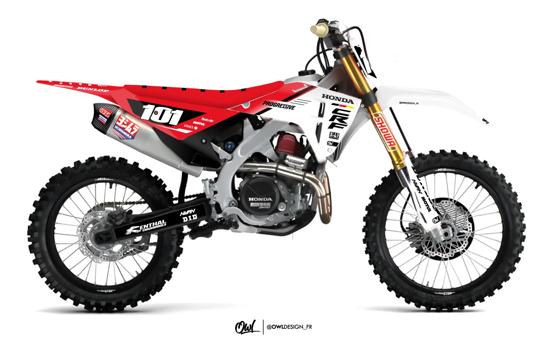 Kit Déco Honda Grip Rouge Blanc