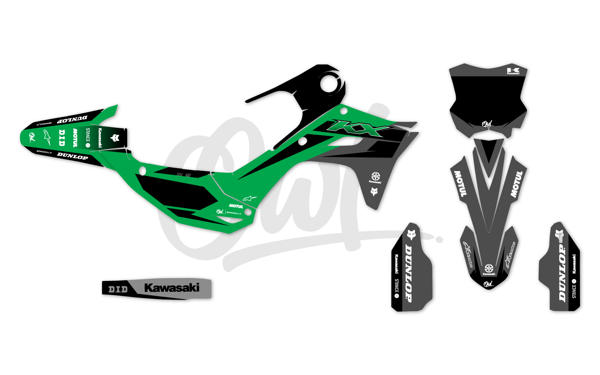 Kit Déco KXF KX Necoh VERT GRIS