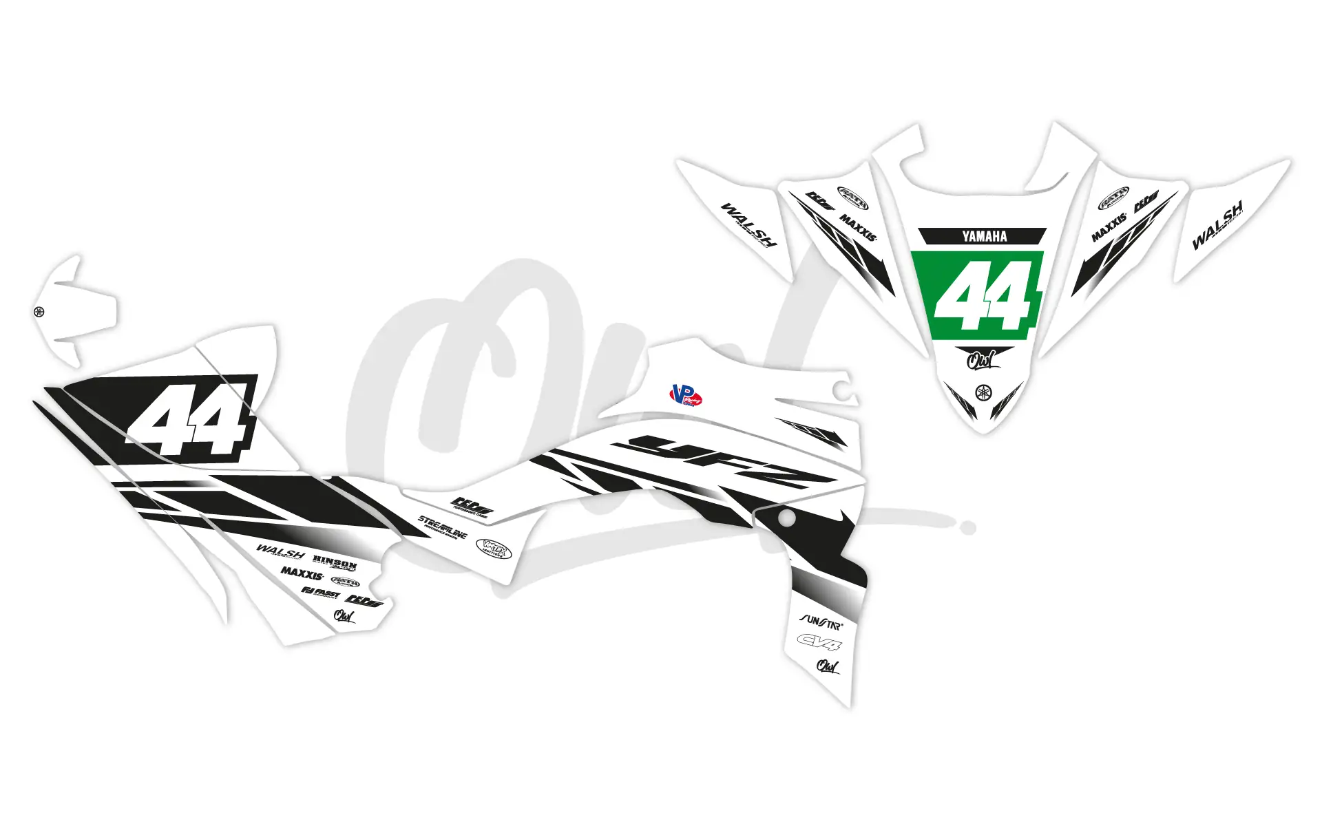 Kit déco YAMAHA 450 YFZR - AMA Blanc-Noir