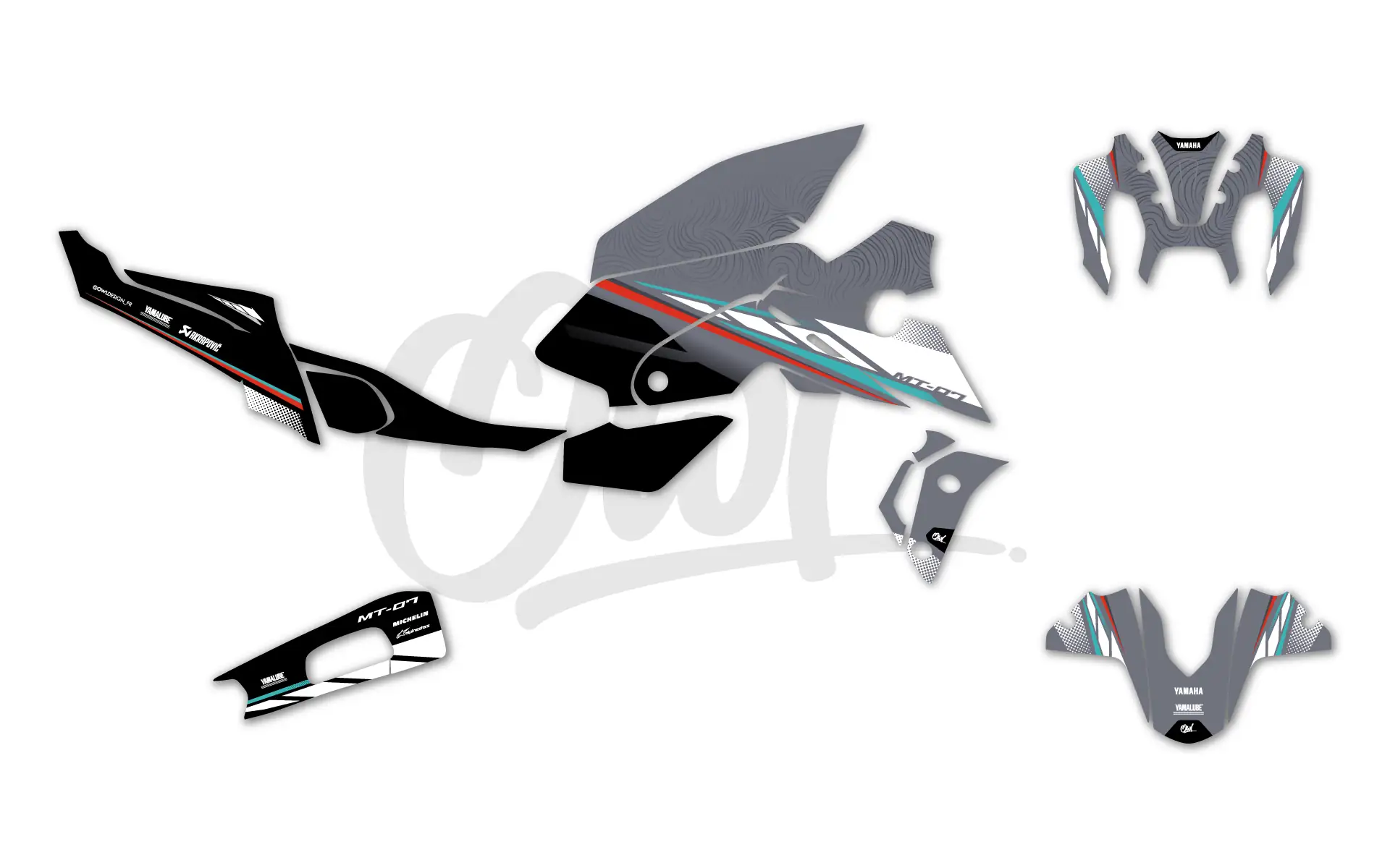 Kit déco MT07 YAMAHA - PITLANE - Cyan