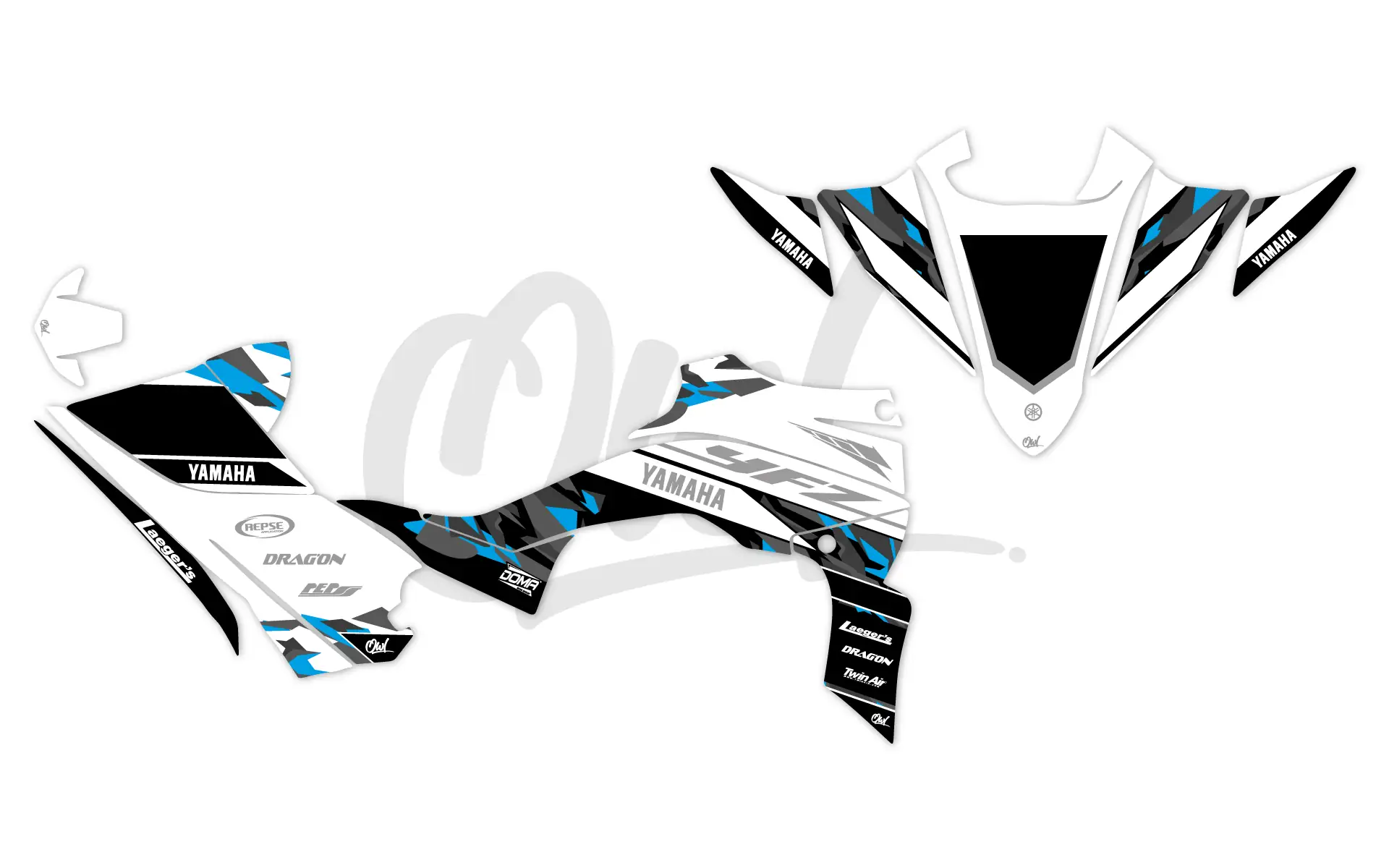 KIT DÉCO HOLESHOT-YAMAHA-YFZ-450-R-2014-CYAN
