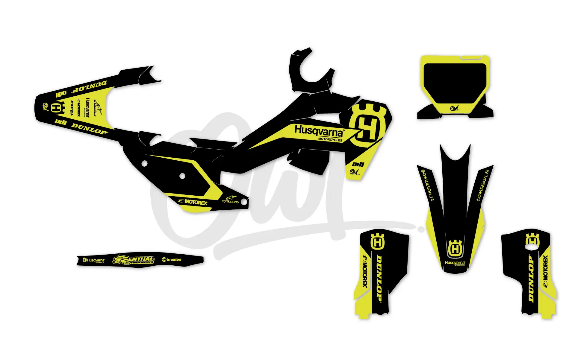 KIT DECO HUSQVARNA INFINITE JAUNE NOIR