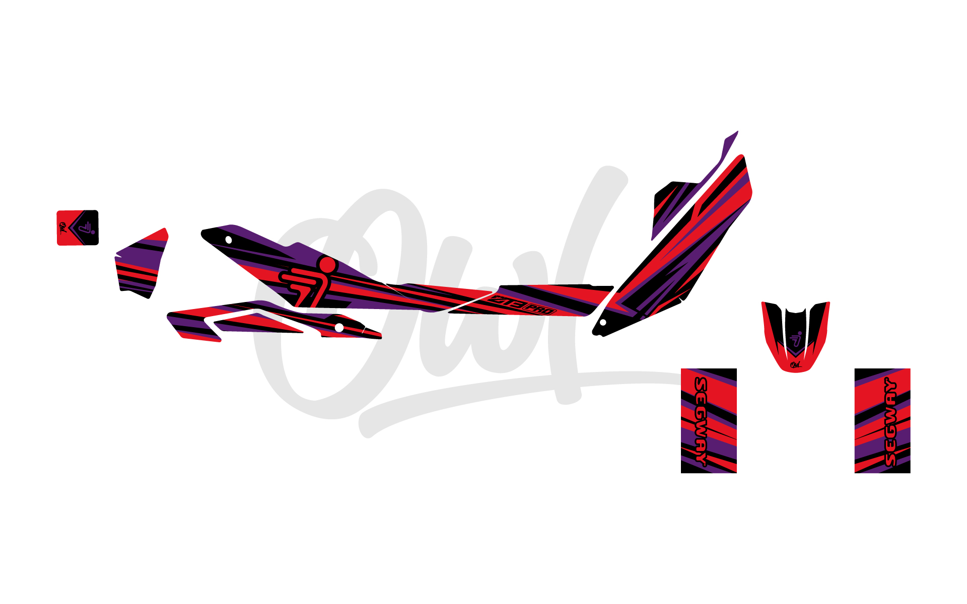 KIT DECO TROTINETTE ELECTRIQUE SEGWAY ZT3 PRO ROUGE VIOLET